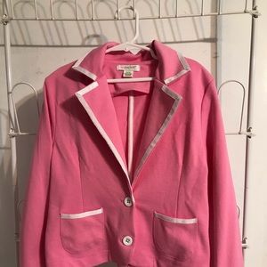 Girls pink jacket with white piping